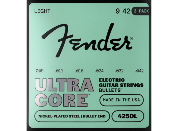 Fender 4250L Ultracore Nickel Plated Steel Bullet End 9-42 3-Pack Fender 4250L Ultracore Nickel Plated Steel Bullet End 9-42 3-Pack